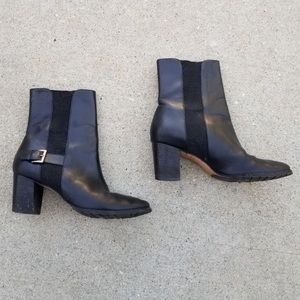 Cole Haan Mid-Calf Black Leather Boots Chunky Heel